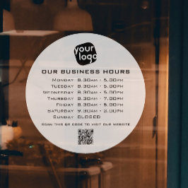 ロゴテキストQRコード営業時間を追加 お店のロゴ、QRコード、テキストを追加して、プロフェッショナル ウィンドウサイン
