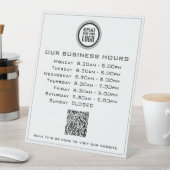 ロゴテキストQRコード営業時間を追加 ビジネス営業時間 台座サイン (インサイチュ)