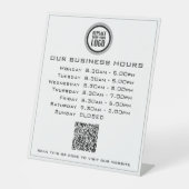 ロゴテキストQRコード営業時間を追加 ビジネス営業時間 台座サイン (正面)