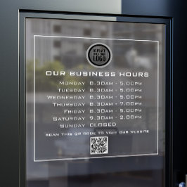 ロゴテキストQRコード営業時間を追加 ビジネス ウィンドウサイン