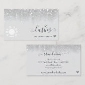 ロゴテンプレートかわいらしホワイトシルバーグリッター雨 名刺 (正面/裏面)