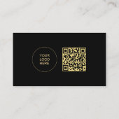 ロゴテンプレートのアップロードQRコードブラック&金ゴールド 名刺 (裏面)
