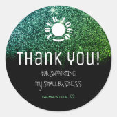 ロゴテンプレートグリッタースターティール（緑がかった色）グラデーションありがとう ラウンドシール (正面)