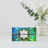 ロゴテンプレートチャクラフラワーオブライフ銀河系スパークル 名刺 (スタンド正面)