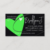 ロゴテンプレートネオングリーンラブクレフター用ハート 名刺 (裏面)