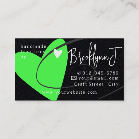 ロゴテンプレートネオングリーンラブクレフター用ハート 名刺 (裏面)