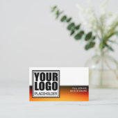 ロゴテンプレートホットファイアオレンジ色のグラデーシクールョン 名刺 (スタンド正面)