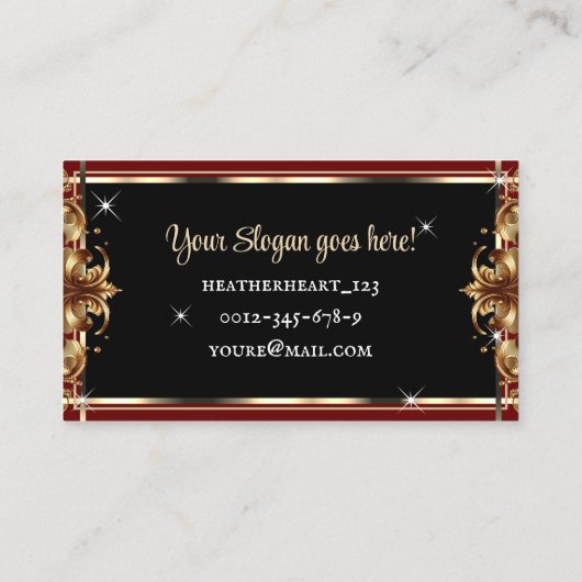 ロゴテンプレートラグジュアリーシック金ゴールドレッドローズフラワー 名刺 (裏面)