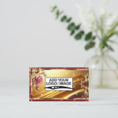 ロゴテンプレートラグジュアリーシック金ゴールドレッドローズフラワー 名刺 (スタンド正面)