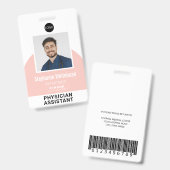 ロゴテンプレート従業員の写真名ID赤面ピンク バッジ (正面＆裏面)