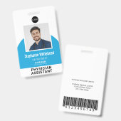 ロゴテンプレート従業員の写真名ID Aqua Blue バッジ (正面&裏面)