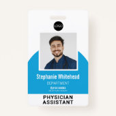 ロゴテンプレート従業員の写真名ID Aqua Blue バッジ (正面)