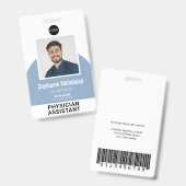 ロゴテンプレート従業員の写真名ID Dusty Blue バッジ (正面&裏面)