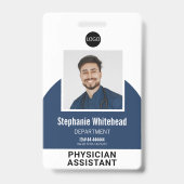 ロゴテンプレート従業員の写真名ID Navy Blue バッジ (Front)