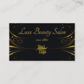 ロゴテンプレート洗練された金ゴールドラグジュアリーフローリッシュ 名刺 (正面)