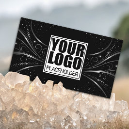 ロゴテンプレート贅沢シルバーラグジュアリーフローリッシュ 名刺