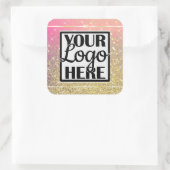 ロゴテンプレート金ゴールドとピンクグリッタースパークルスター スクエアシール (バッグ)