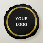 ロゴテンプレート金ゴールドとブラック ラウンドクッション (裏面)