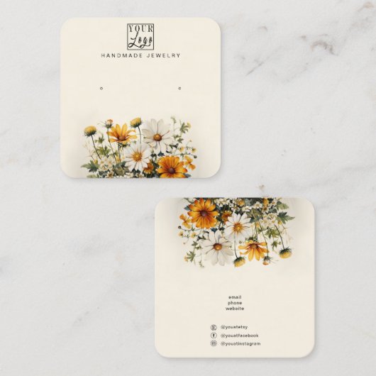 ロゴデイジーイヤリング製品ディスプレイカード スクエア名刺 (正面/裏面)
