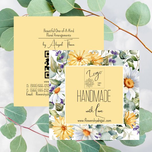 ロゴデイジー花フローラ手作りクラフティング スクエア名刺