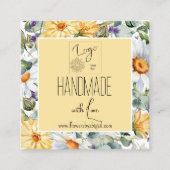 ロゴデイジー花フローラ手作りクラフティング スクエア名刺 (正面)