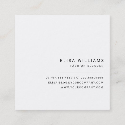 ロゴデザインファッションブロガーデザイナーブティック スクエア名刺 (裏面)