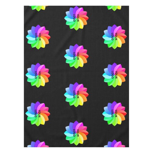 ロゴトレードショービジネスレストランホテルブラック テーブルクロス (正面)