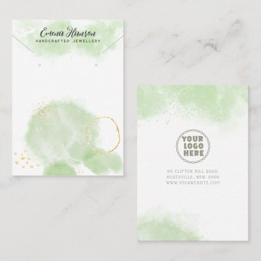 ロゴネックレスイヤリング抽象芸術金ゴールド表示カード 名刺 (正面/裏面)