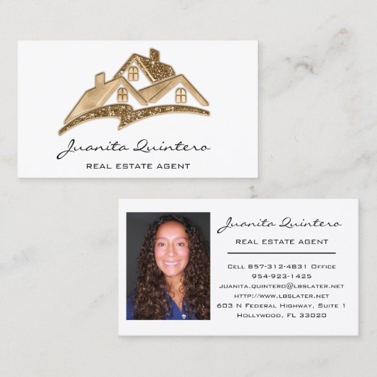 ロゴハウス実在エステートエージェントプロフェッショナルホワイト 名刺 (正面/裏面)