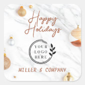 ロゴハッピーホリデーズクリスマスモダン企業の スクエアシール (正面)