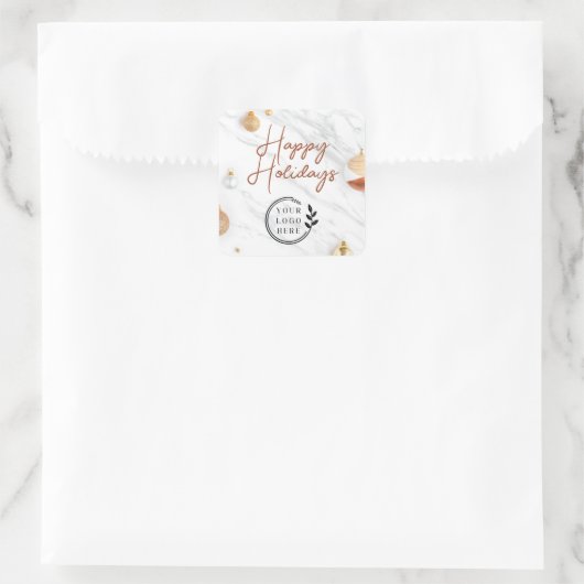 ロゴハッピーホリデーズクリスマスモダン企業の スクエアシール (バッグ)