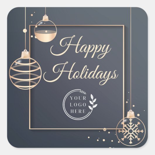ロゴハッピーホリデーズクリスマス企業のモダン スクエアシール (正面)