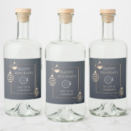 ロゴハッピーホリデーズクリスマス企業のモダン リキュールボトルラベル
