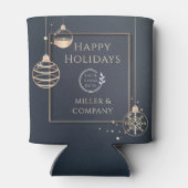 ロゴハッピーホリデーズクリスマス企業のモダン 缶クーラー (裏面)