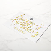 ロゴハンドスクリプトビジネス誕生日ゴールドフォイルカード 箔招待状 (回転した状態)