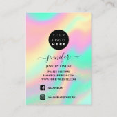 ロゴハンドメイドジュエリーカードホログラフィックミント 名刺 (裏面)