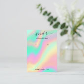ロゴハンドメイドジュエリーカードホログラフィックミント 名刺 (スタンド正面)