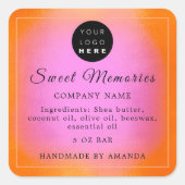 ロゴバター化粧石鹸製品ラベルオレンジ スクエアシール (正面)