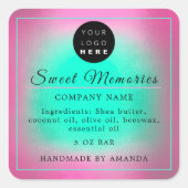 ロゴバター化粧石鹸製品ラベルピンクミント スクエアシール (正面)