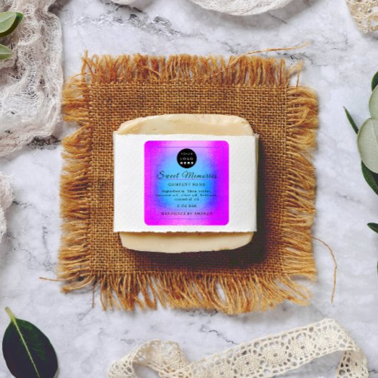 ロゴバター化粧石鹸製品ラベルブルーピンク スクエアシール