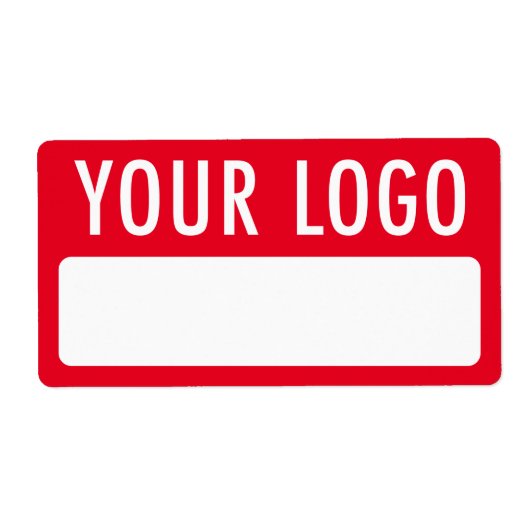 ロゴバッジシール付き一時的な名前タグ（赤） ラベル (正面)