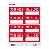 ロゴバッジシール付き一時的な名前タグ（赤） ラベル (フルシート)