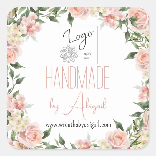 ロゴバラフローラ手作りクラフトビジネスプロモーション スクエアシール (正面)