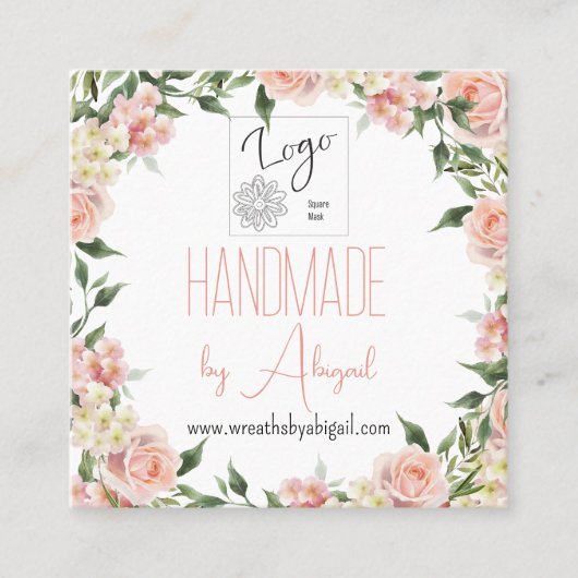 ロゴバラフローラ手作りラフティング名刺 スクエア名刺 (正面)