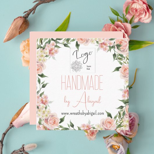 ロゴバラフローラ手作りラフティング名刺 スクエア名刺