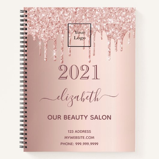 ロゴバラ金ゴールドグリッター駆動美しいサロン ノートブック (正面)
