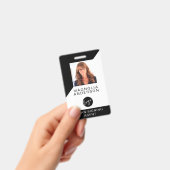 ロゴバーコード白黒モダン従業員ID バッジ (Handheld)