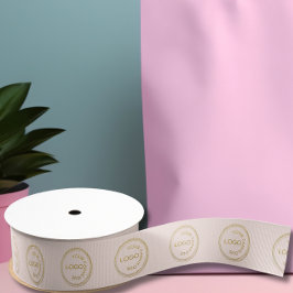 ロゴパターンの追加プロフェッショナルライト赤面 グログランリボン