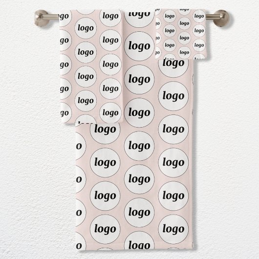 ロゴパターンビジネスブランディング赤面ピンク バスタオルセット