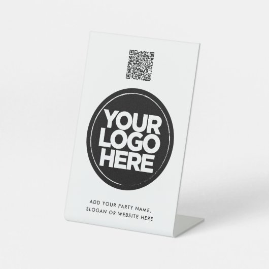 ロゴパーソナライズされたと文字シンプルQrコード 台座サイン (正面)